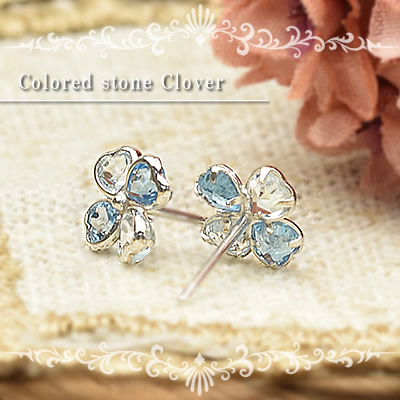 楽天市場】10金 ピアス 四葉 四つ葉 クローバー ブルートパーズ スカイ