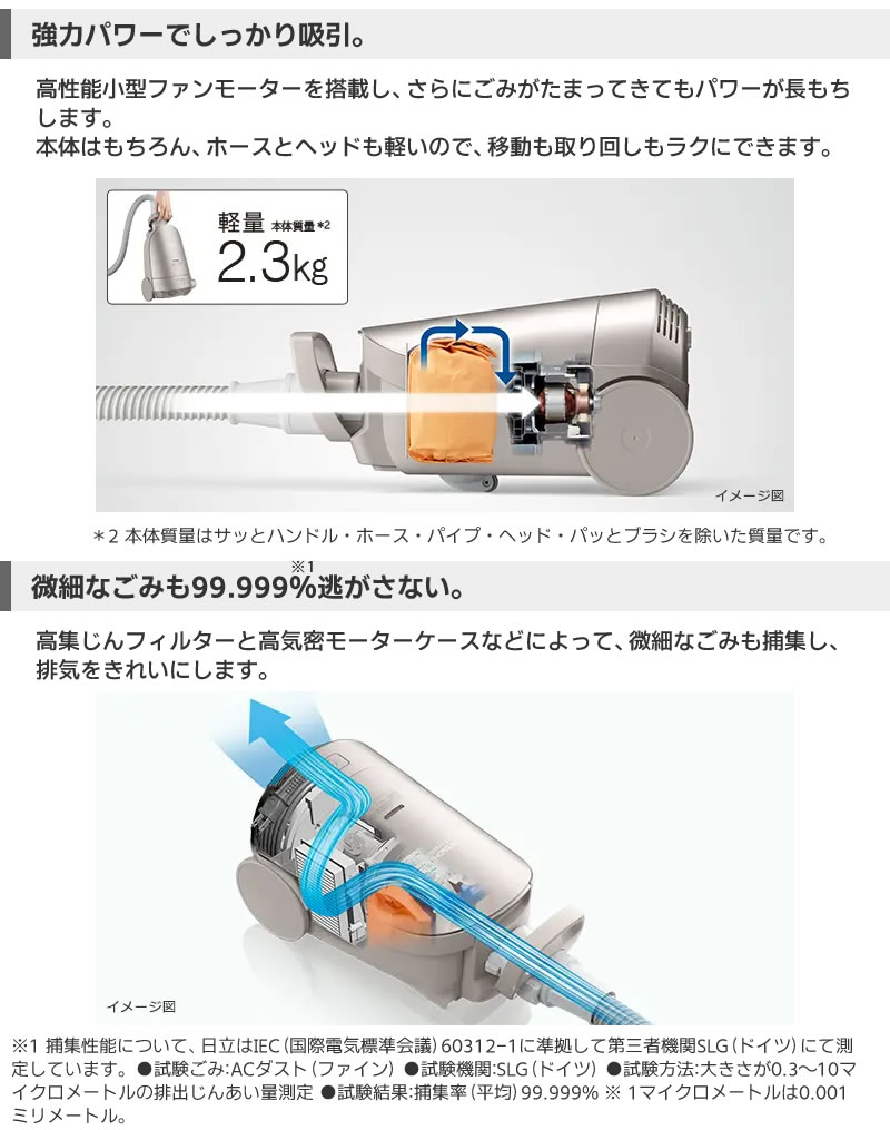 楽天市場】「箱汚れ品」日立 HITACHI 紙パック式掃除機 CV-KP900L(N