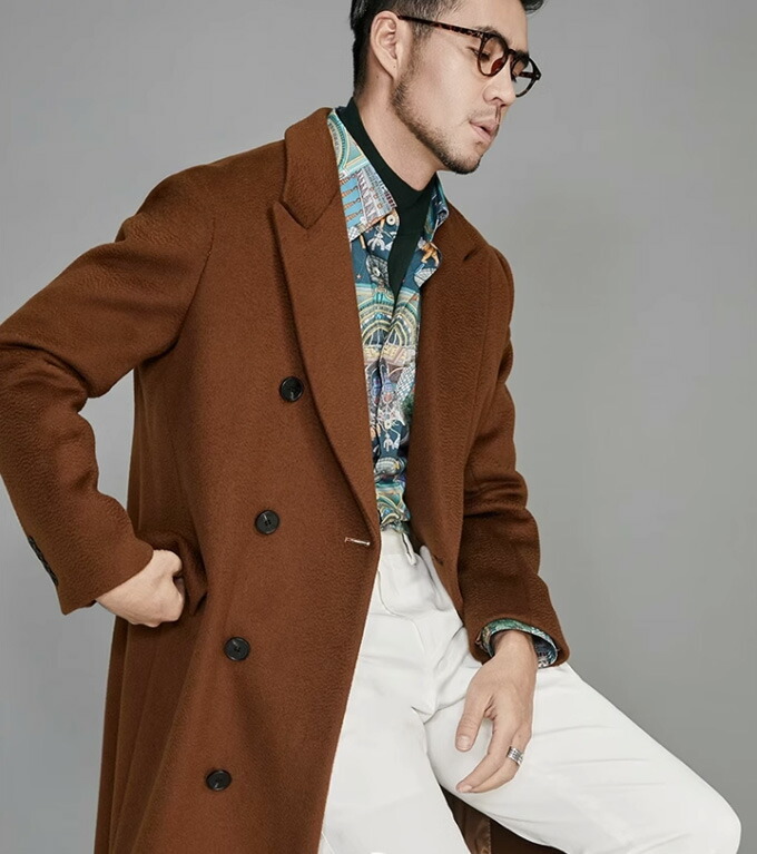 楽天市場】チェスターコート ウール混 ダブル メンズ 膝下丈 ウール