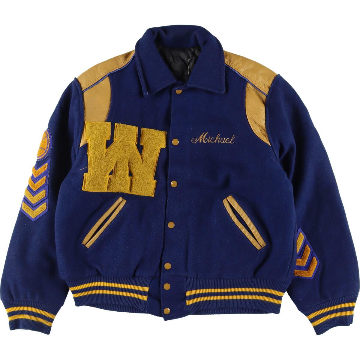 楽天市場】古着 80年代 袖革ウールスタジャン アワードジャケット