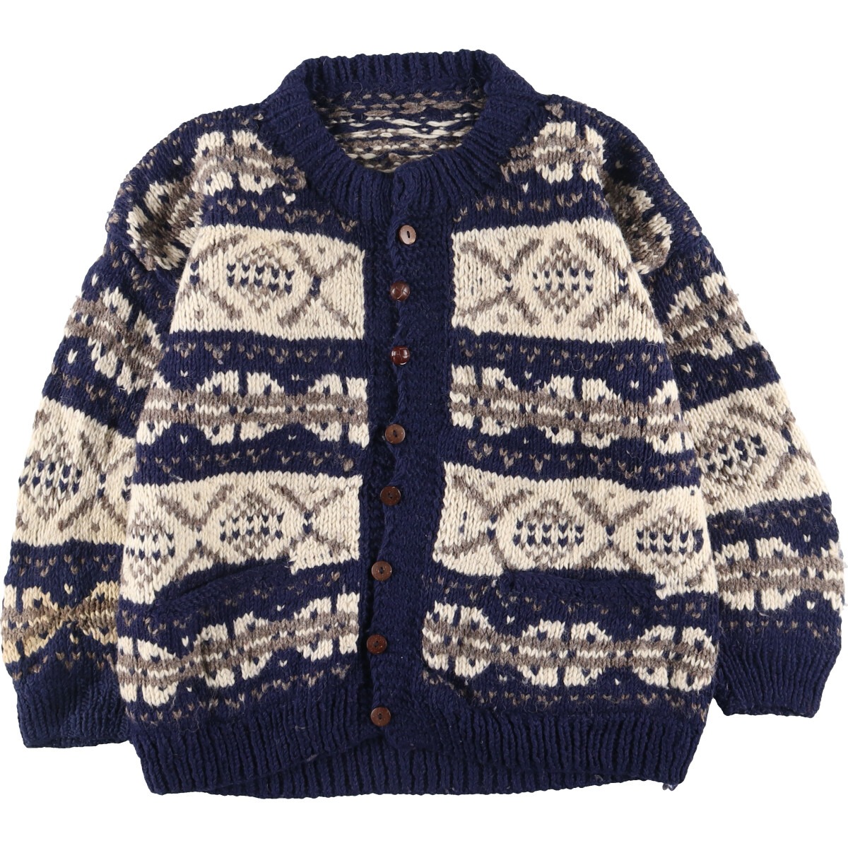 楽天市場】古着 総柄 エクアドルニットカーディガン メンズXL