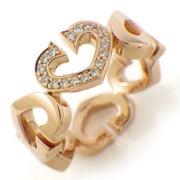 楽天市場】カルティエ Cartier リング Cハート ダイヤモンド K18PG 9号
