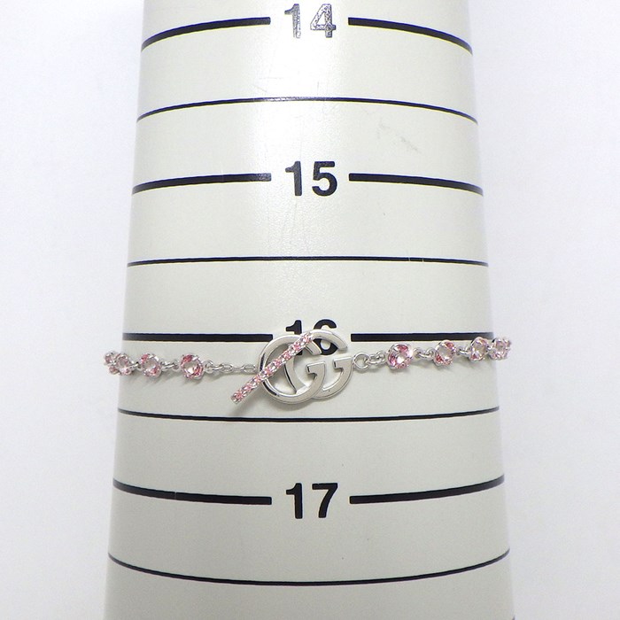楽天市場】グッチ GUCCI ブレスレット ダブルG ロゴ ピンク ストーン