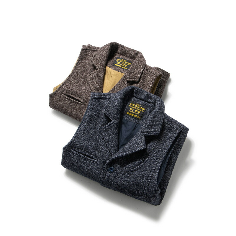 楽天市場】ツイード ベスト メンズ ジレ 襟付き 65%高品質 ウール