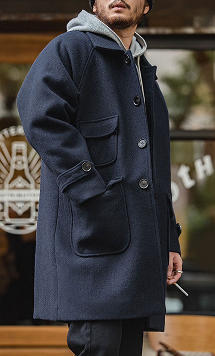 楽天市場】ステンカラーコート ウールコート ネイビー 高品質ウール