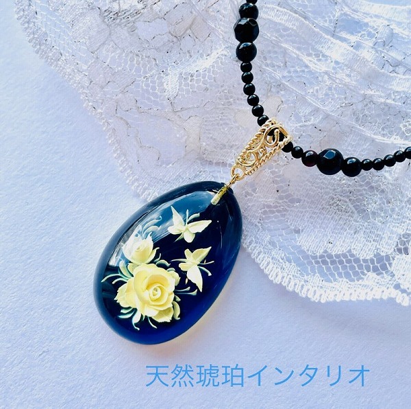 楽天市場】【天然琥珀】琥珀 インタリオ ネックレス ペンダント 琥珀