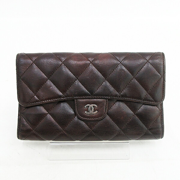 楽天市場】CHANEL(シャネル) マトラッセ 三つ折り長財布 茶 ブラウン
