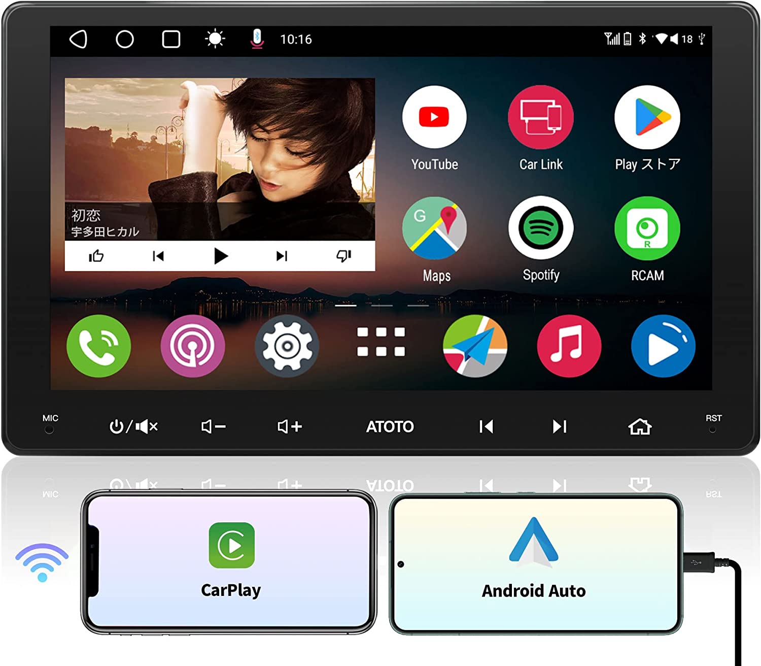 楽天市場】カーステレオ 9インチ ワイヤレスCarPlay Android Auto IPS