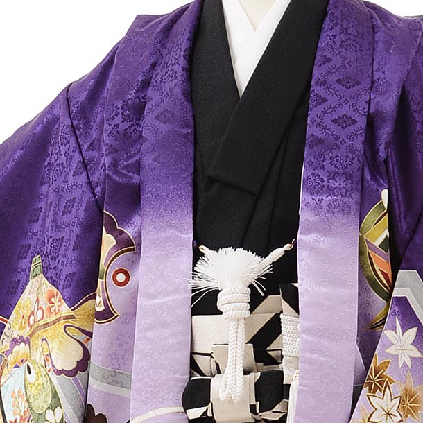 楽天市場】七五三レンタル 男の子 5601紫地熨斗に鷹×黒ベージュ千鳥袴