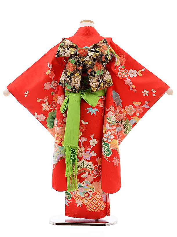 楽天市場】七五三レンタル(7歳女児結び帯) 7774 赤地 松竹梅 まり