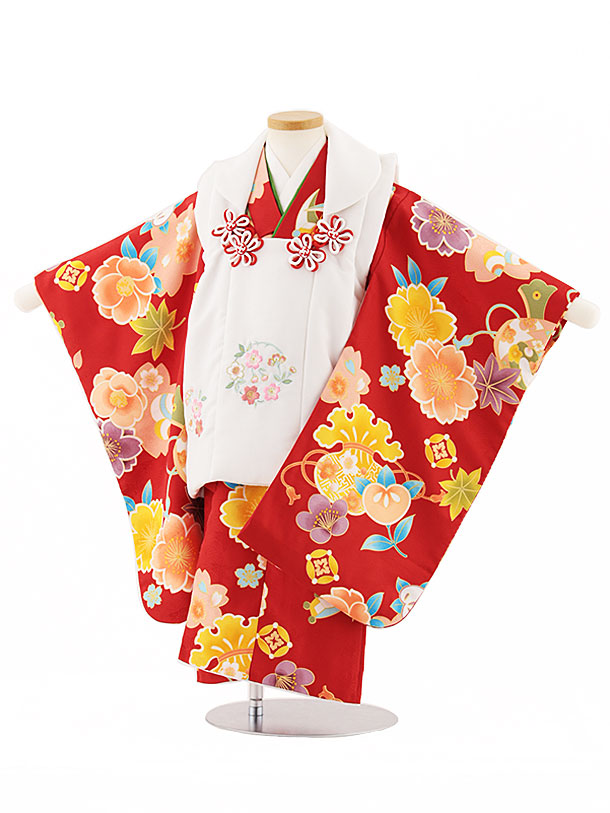 楽天市場】【レンタル】着物 七五三(3歳女児被布)4751 白刺繍桜×赤地桜