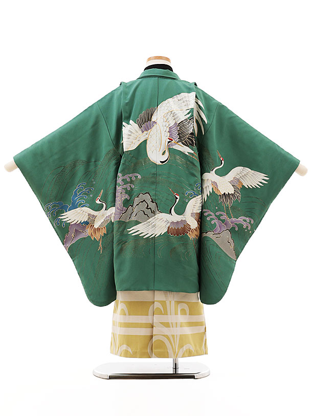 緑色 袴セット 鶴と鷹 緑色 袴セット 鶴と鷹 緑色 袴セット 鶴と鷹