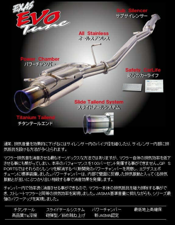 楽天市場】GP SPORTS (ジーピースポーツ) EXAS EVO Tune マフラー