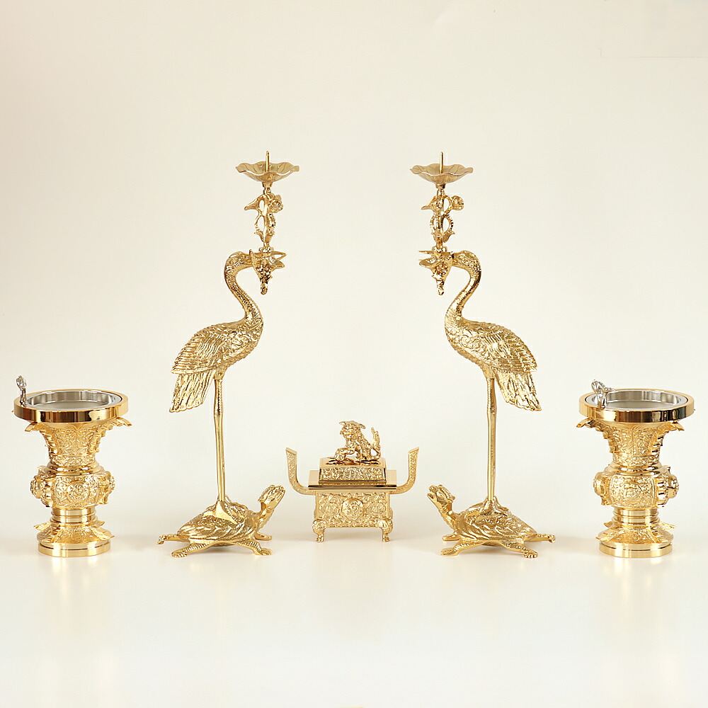 楽天市場】仏具 セット 【五具足】 瑞雲 本山彫 金メッキ 3寸/仏具