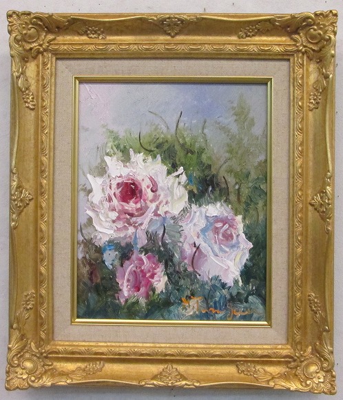 楽天市場】「バラ」（ピンクの薔薇）谷口春彦（F3サイズ油彩画[油絵