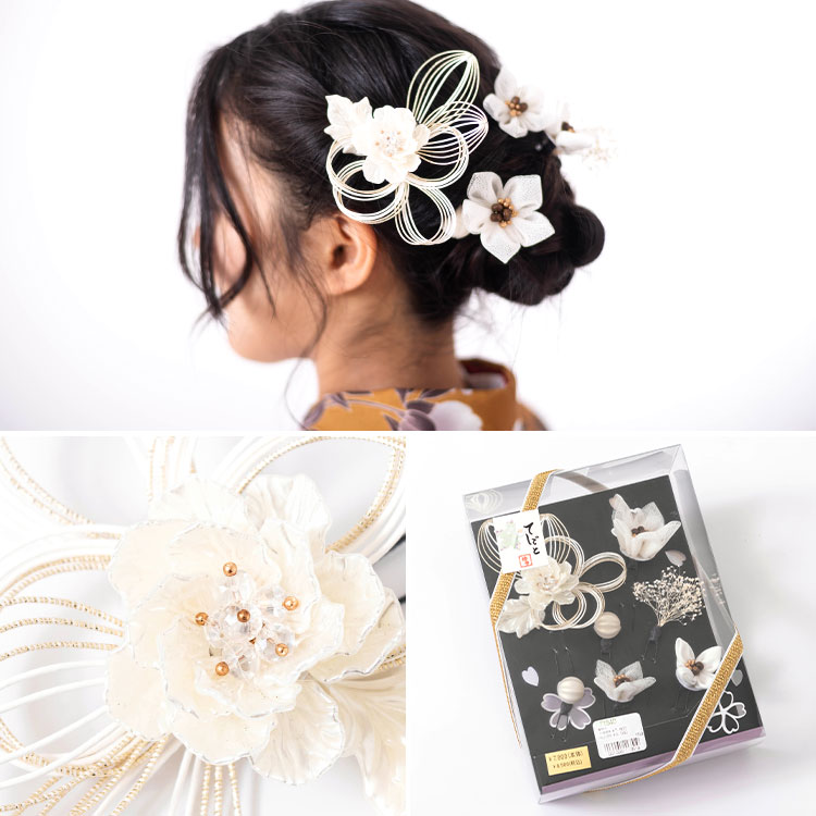 楽天市場】つまみ細工 髪飾り 7点セット ベージュ 卒業式 卒業袴 振袖