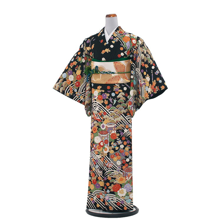 楽天市場】【レンタル】訪問着 フルセットレンタル / NEO184黒地/総柄L