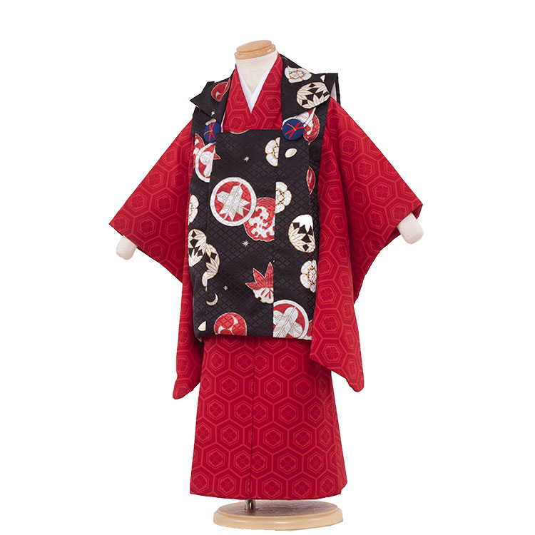 楽天市場】【レンタル】七五三 被布セット 男の子 / 3-46_2赤 黒の紋
