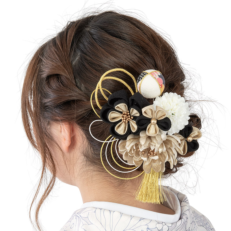 楽天市場】成人式 卒業式 袴 髪飾り 袴 黒 梅と金花 タッセル付 コーム