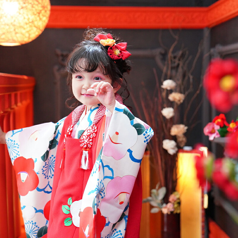 楽天市場】七五三 着物 3歳 販売 女の子 おしゃれ 「 椿(つばき