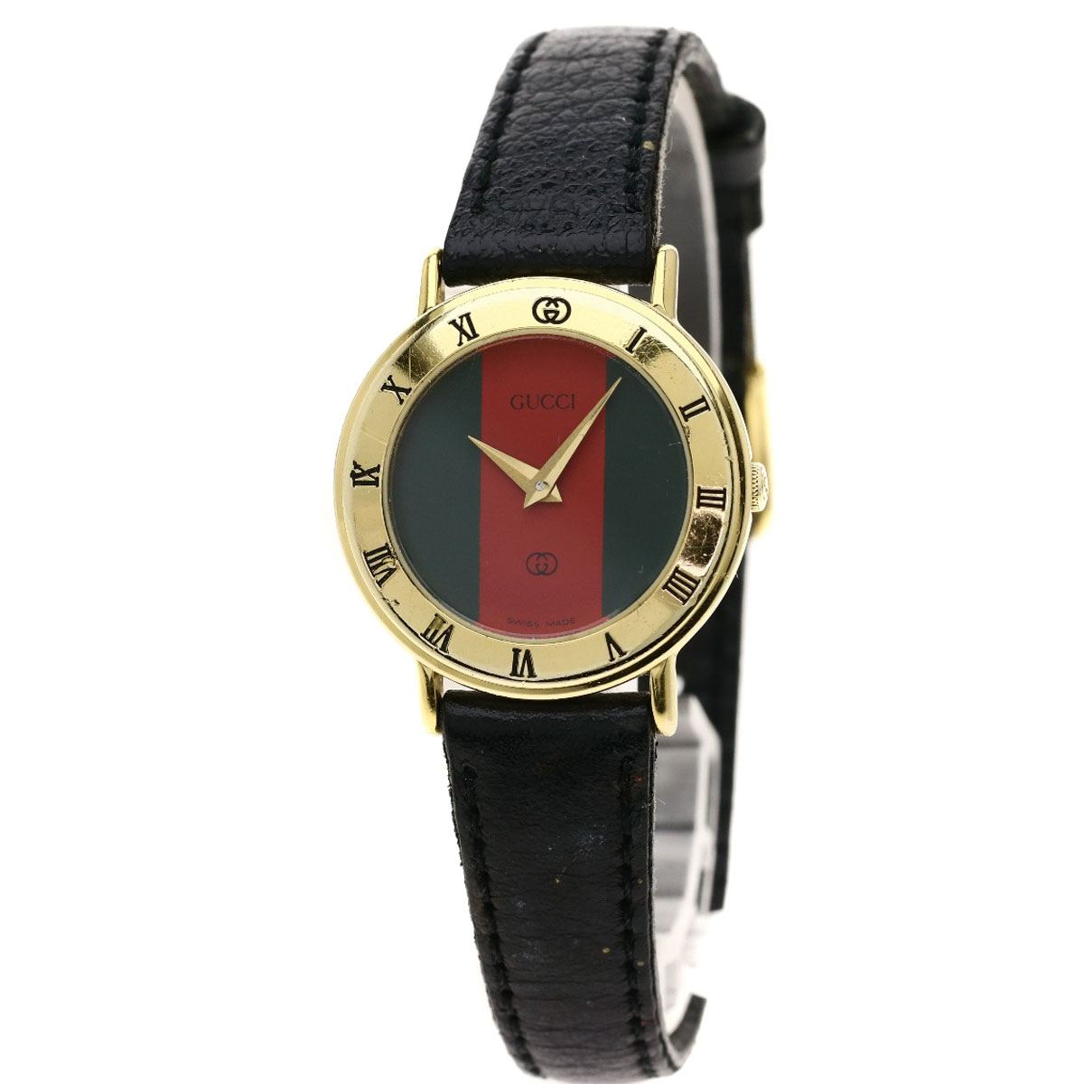 楽天市場】グッチ 3000L シェリーライン 腕時計 GP/革 レディース
