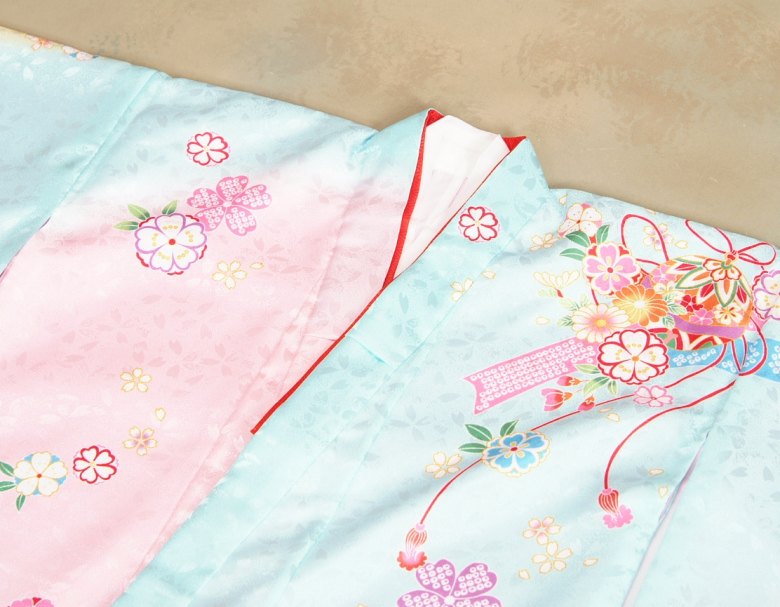 楽天市場】七五三 着物 7歳 女の子 着物フルセット 絵羽柄 水色ピンク