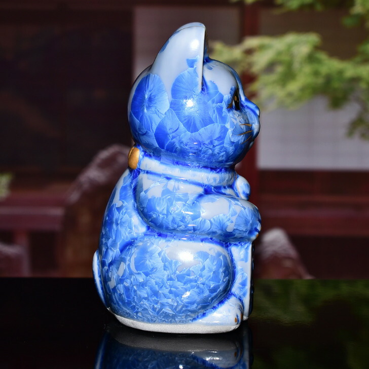 楽天市場】京焼 清水焼 陶あん 花結晶 招き猫（青） : 京焼・清水焼 陶