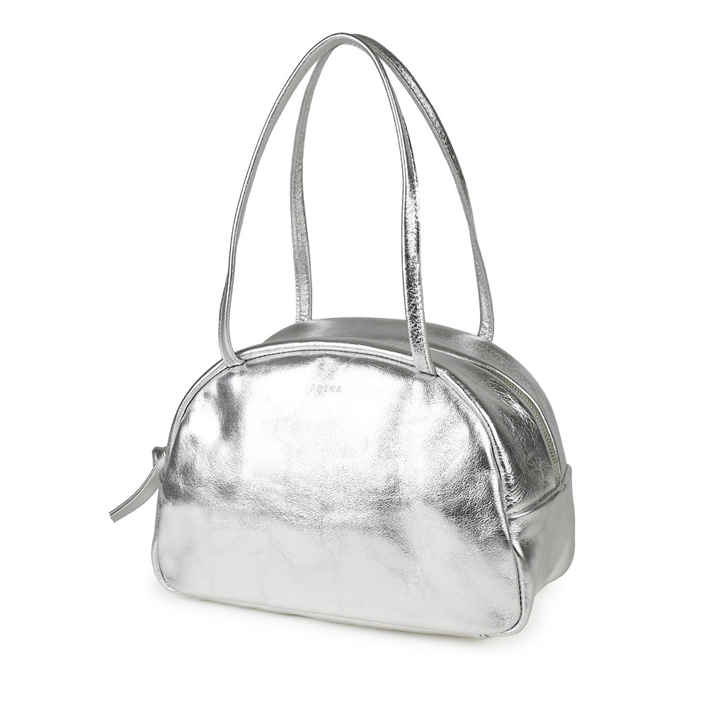 楽天市場】銀箔レザー シルバー ボストンバッグ Sサイズ トートバッグ