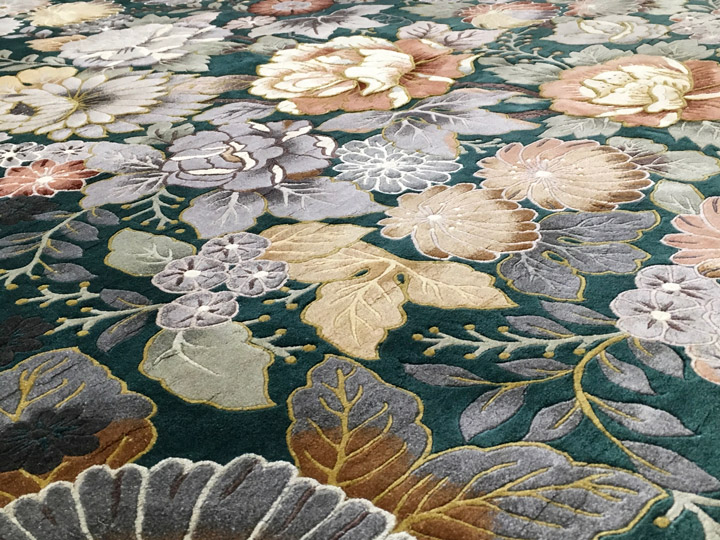 楽天市場】【中国段通 シルク 約3畳用】「菊」絨毯(じゅうたん