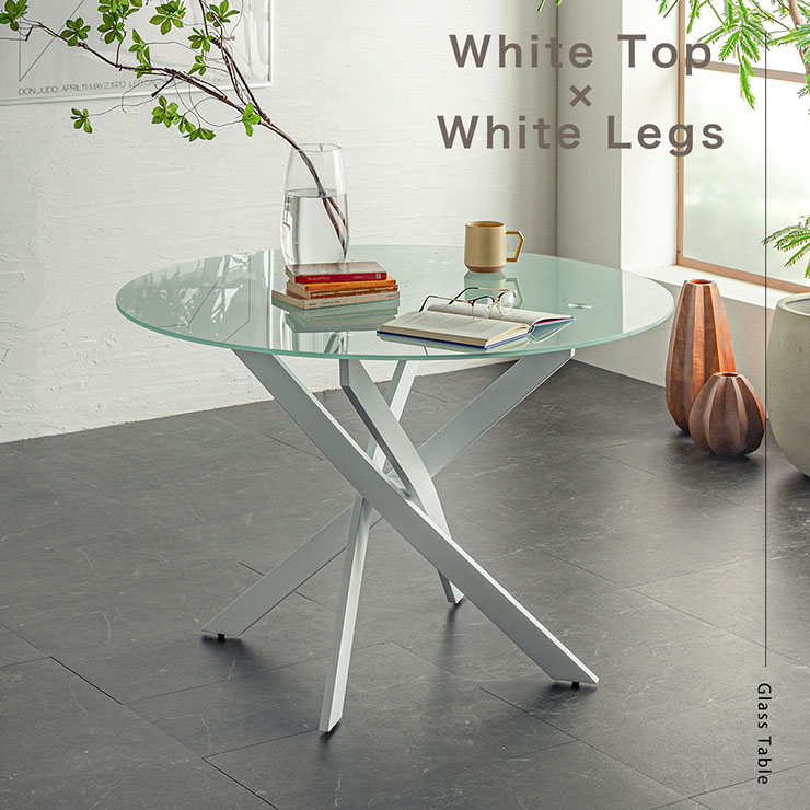 楽天市場】【ポイント7倍！今晩20時開始】ガラステーブル 円形 幅110cm