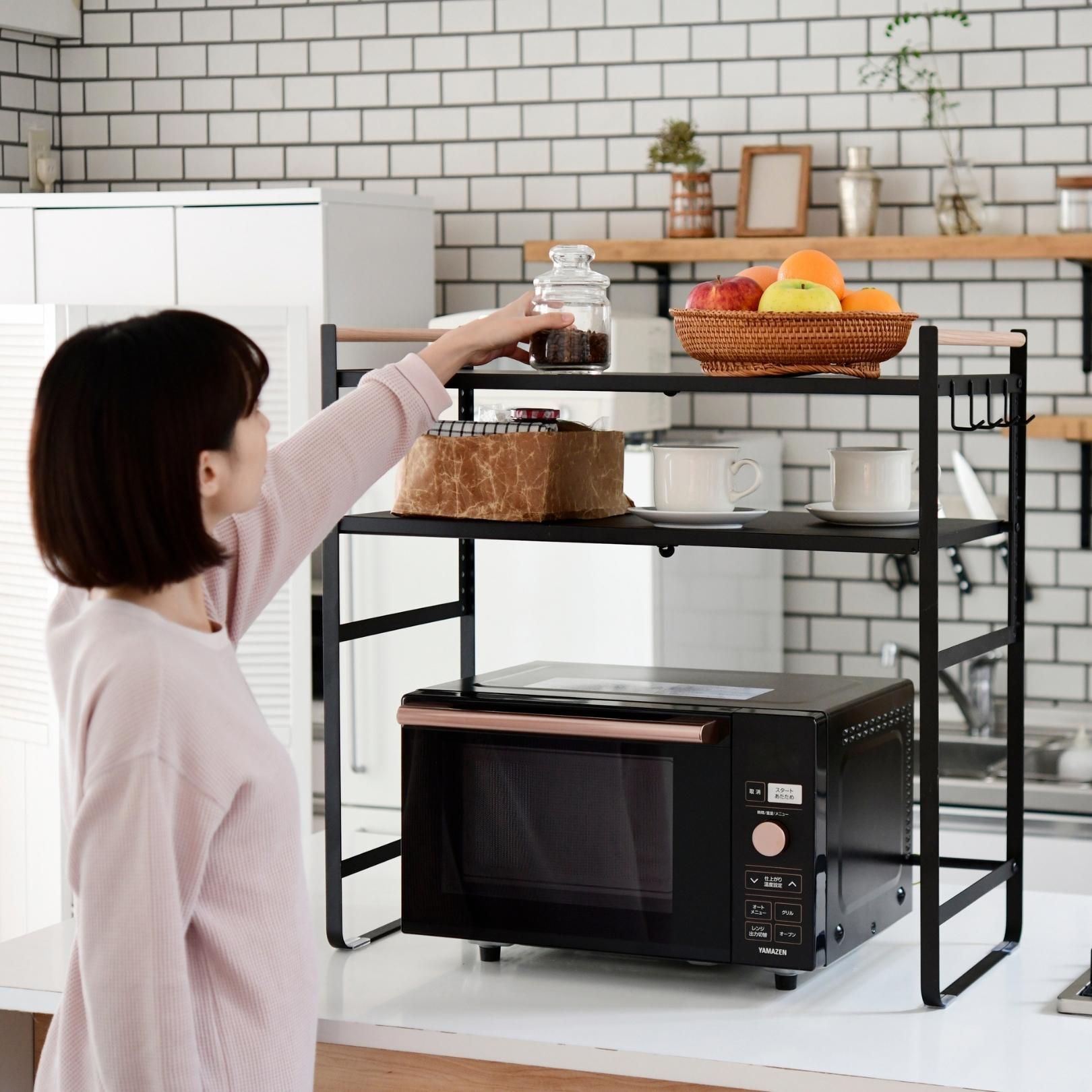 楽天市場】レンジ上ラック 棚2段 幅44-71 奥行35.5 高さ70.5cm 幅伸縮