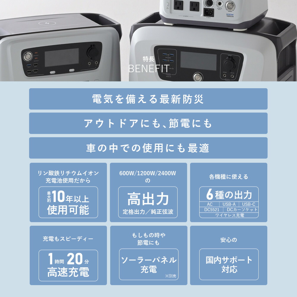 楽天市場】ポータブル電源 リン酸鉄 ポタ電 600W/1200W/2400W 大容量 2