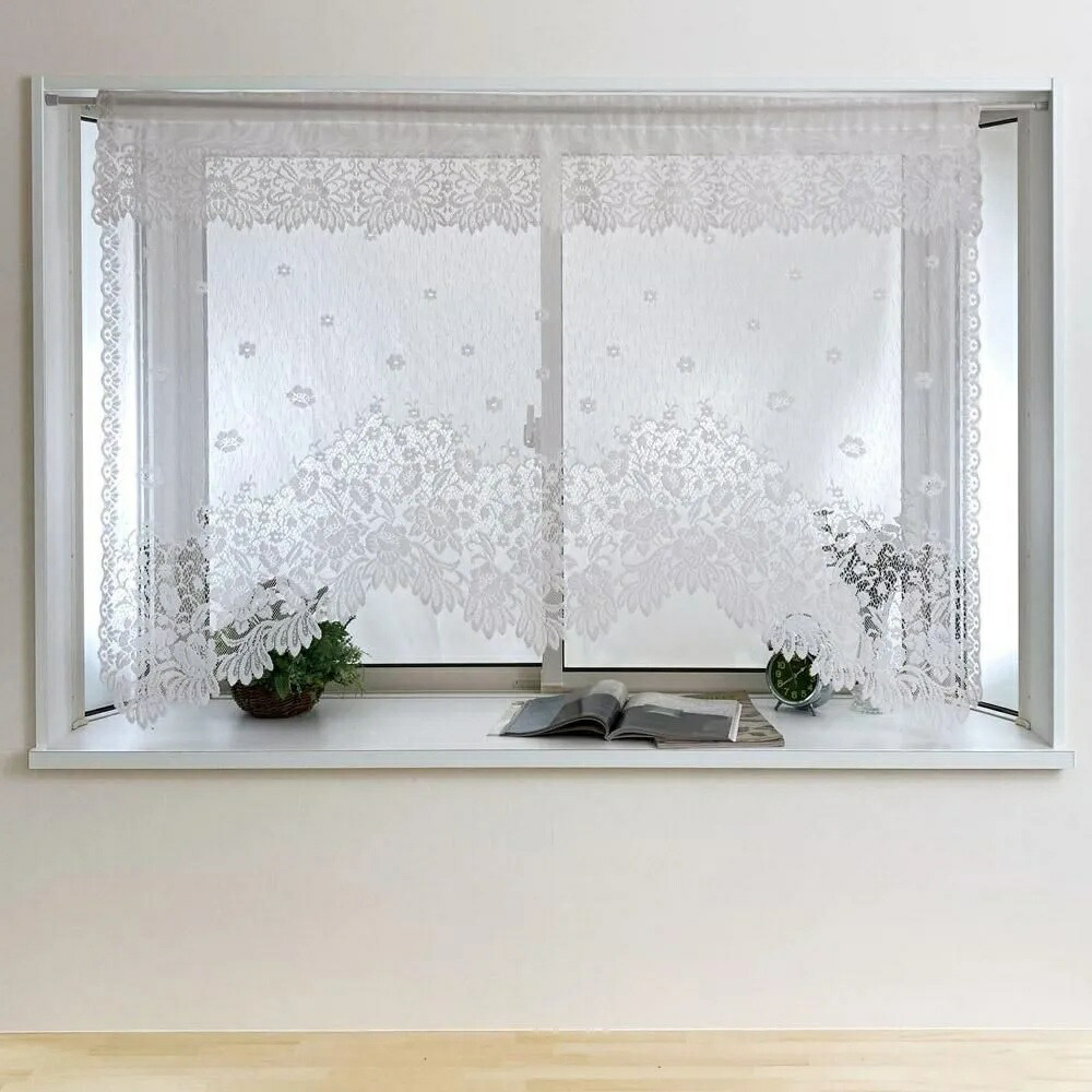 楽天市場】おしゃれ パイルレース カーテン フリル付き 日本製 小窓