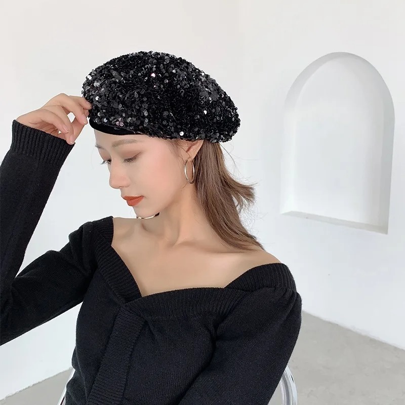 楽天市場】＼P2倍☆2/29まで／【送料無料】ベレー帽 スパンコール装飾