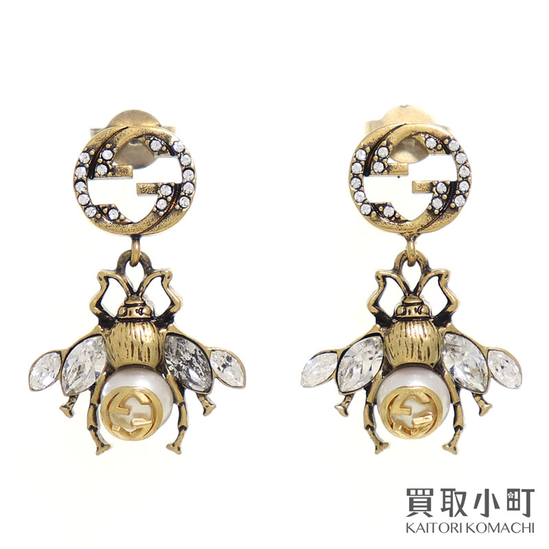 楽天市場】【美品】グッチ【GUCCI】 ビー ピアス レジンパール