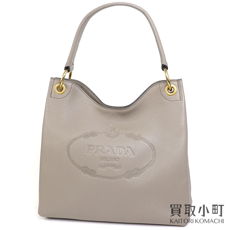 楽天市場】【美品】プラダ 【PRADA】 エンボスロゴ レザー ホーボー