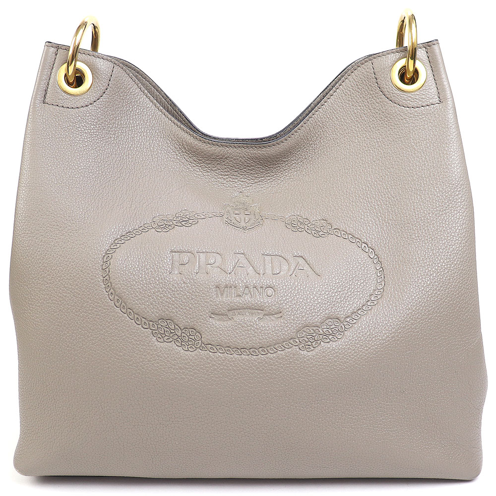 楽天市場】【美品】プラダ 【PRADA】 エンボスロゴ レザー ホーボー