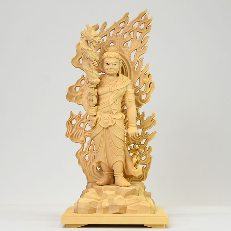 楽天市場】木彫り仏像 柘植眼入【倶利伽羅不動明王】 立4.5寸 総高24.5