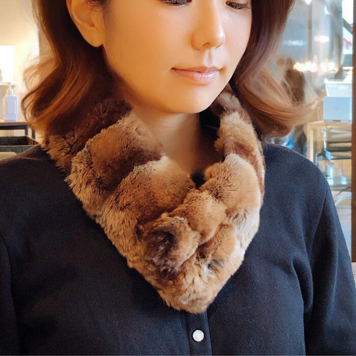 楽天市場】ファー レッキス ラビット 毛皮 マフラー ネックウォーマー