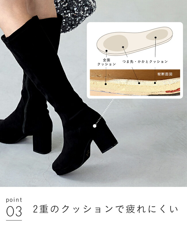 楽天市場】送料無料 ロングブーツ レディース チャンキーヒール ミドル