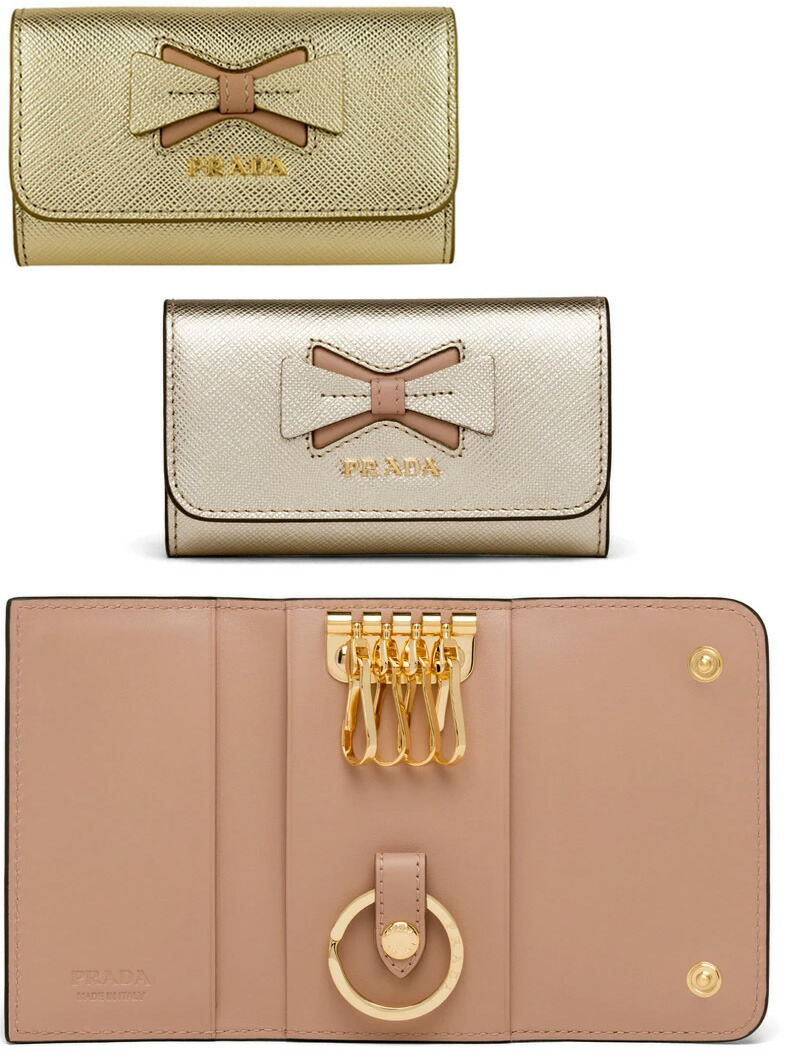 楽天市場】PRADA プラダ キーリング付きツートンリボン 4連キーケース