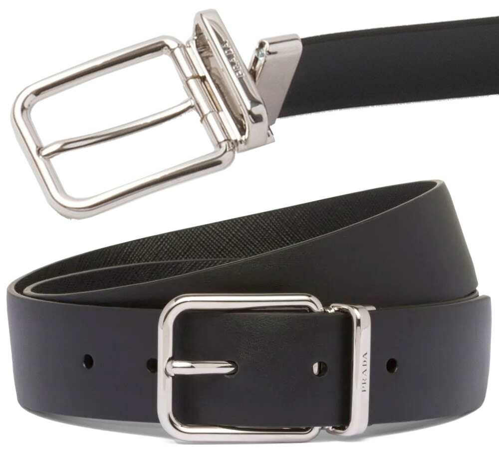 楽天市場】PRADA プラダメンズ リバーシブルレザーベルトシルバー