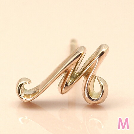 楽天市場】イニシャル ピアス 片耳 筆記体 M 10金 ゴールド K10