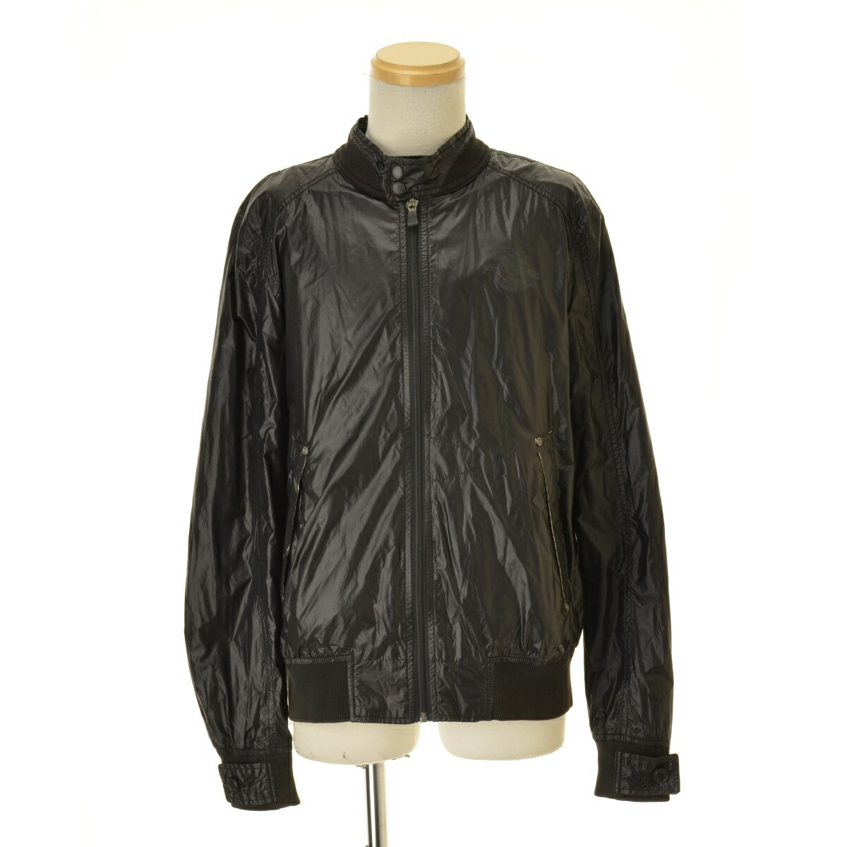 良品 DIESEL ラムレザー ボンバー ジャケット M リブ ダメージ加工