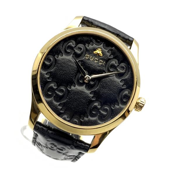楽天市場】GUCCI グッチ 腕時計 126.4 Gタイムレス 黒文字盤 革ベルト