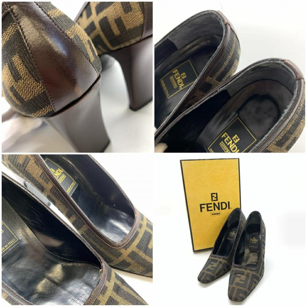 楽天市場】FENDI フェンディ ズッカ柄 パンプス ヒール ナイロン