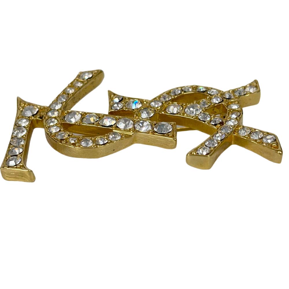 楽天市場】【美品】イヴ・サンローラン ラインストーンブローチ YSL