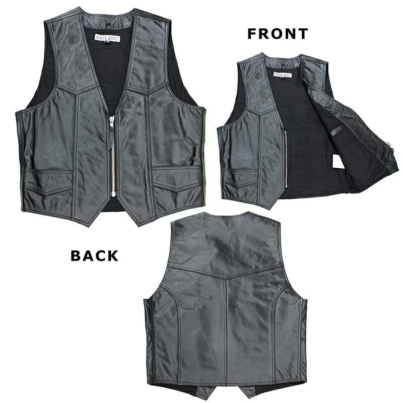 楽天市場】レザーベスト メンズ バッファロー 本革 革ベスト Mo-Lawz