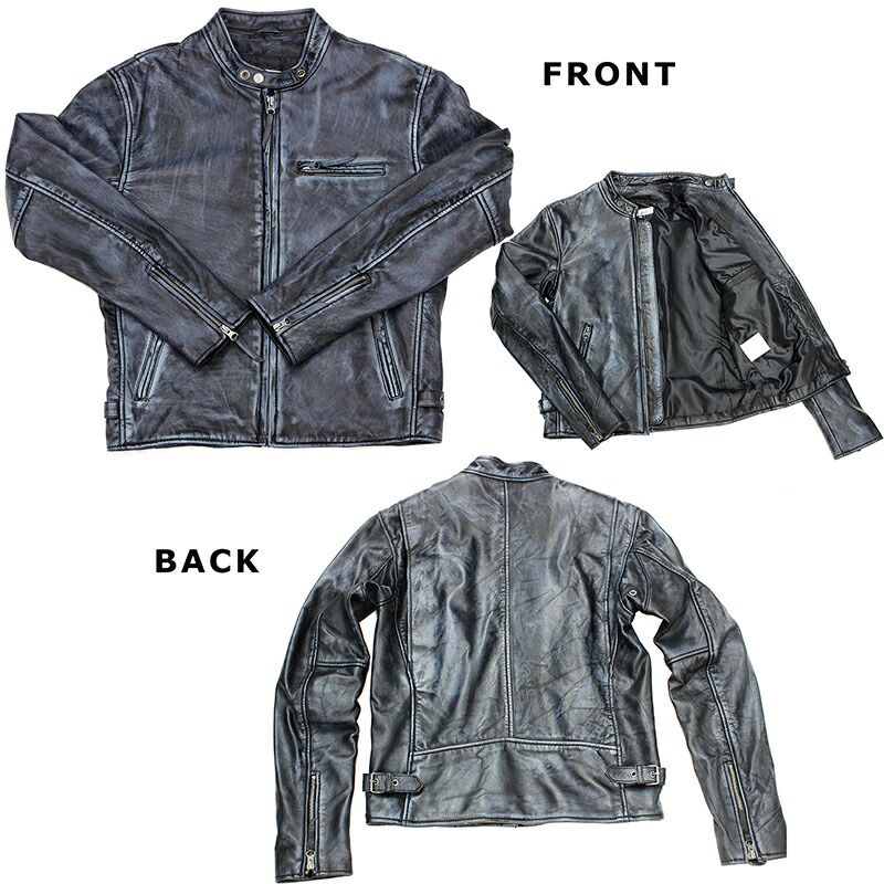 楽天市場】ダメージ加工 アンティーク シングルライダースジャケット