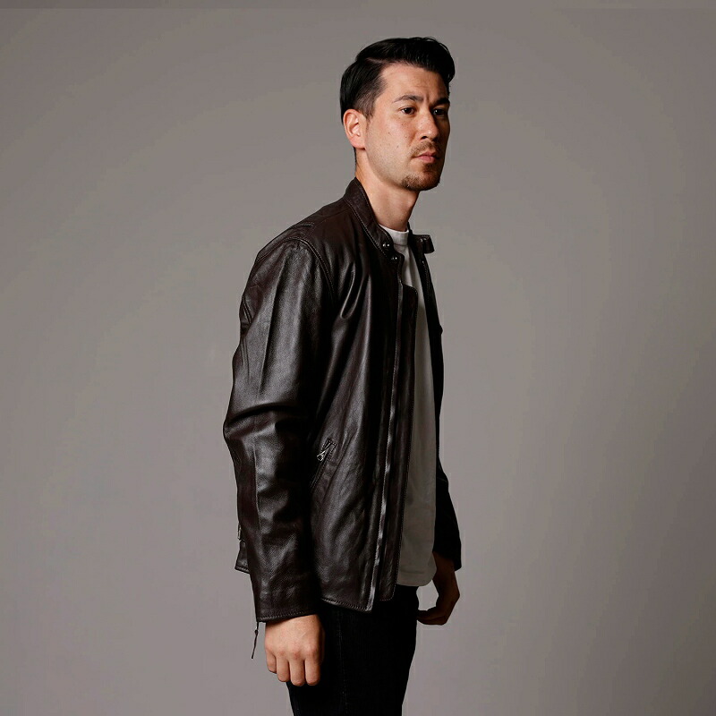 楽天市場】レザージャケット メンズ 本革 ブラウン 茶色 シングル